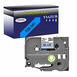 Ruban compatible pour Brother Ptouch Tze-541 - Texte noir sur fond bleu - T3AZUR