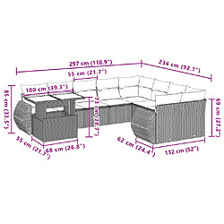 Acheter vidaXL Salon de jardin 10 pcs avec coussins noir résine tressée