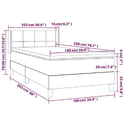 vidaXL Sommier à lattes de lit et matelas Gris clair 100x200cm Velours pas cher