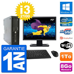 PC HP Z210 SFF Ecran 19" Intel Core i3-2100 RAM 8Go Disque 1To Windows 10 Wifi - Occasion