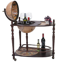 Mendler Globe terrestre, bar de salon HWC-T875, minibar roulant, bois d'eucalyptus 