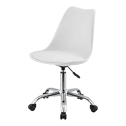 Helloshop26 Fauteuil chaise de bureau siège rembourré à 5 roulettes rotatif à 360° et réglable en hauteur métal blanc 03_0004996