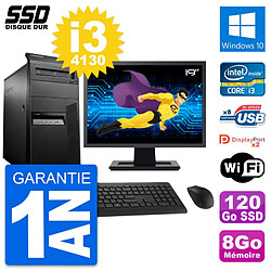 PC Tour Lenovo M93p Ecran 19" Intel i3-4130 RAM 8Go SSD 120Go Windows 10 Wifi - Occasion