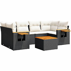 Maison Chic Ensemble Tables et chaises d'extérieur 7pcs avec coussins,Salon de jardin noir résine tressée -GKD531647