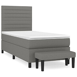 vidaXL Sommier à lattes de lit avec matelas Gris foncé 100x200cm Tissu