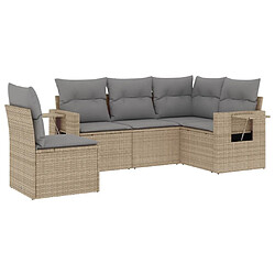 vidaXL Salon de jardin avec coussins 5 pcs beige résine tressée