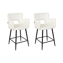 Beliani Tabouret de bar Set de 2 Velours Crème SANILAC 