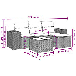 vidaXL Salon de jardin 5 pcs avec coussins gris résine tressée pas cher