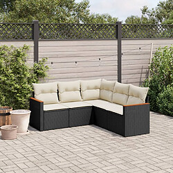 vidaXL Salon de jardin 5 pcs avec coussins noir résine tressée