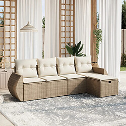 vidaXL Salon de jardin avec coussins 5 pcs beige résine tressée