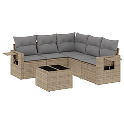 vidaXL Salon de jardin avec coussins 6 pcs beige résine tressée