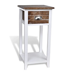 vidaXL Table de chevet avec 1 tiroir Marron et blanc