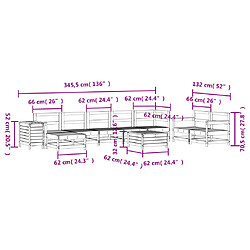 vidaXL Salon de jardin 10 pcs bois de pin imprégné pas cher