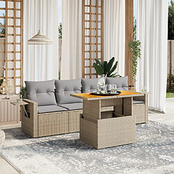 vidaXL Salon de jardin avec coussins 5 pcs beige résine tressée