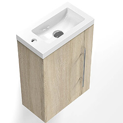 Meuble lave-mains moderne avec lavabo 45cm / Bois clair