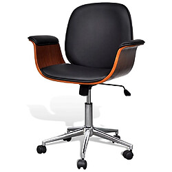 Helloshop26 Fauteuil chaise siège de bureau luxe pivotant ergonomique avec accoudoir bois et noir 0502022