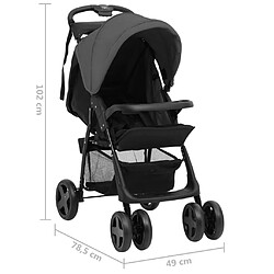 Acheter vidaXL Poussette pour bébé 3-en-1 Gris foncé et noir Acier