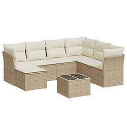 vidaXL Salon de jardin avec coussins 8 pcs beige résine tressée