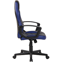 Decoshop26 Fauteuil de bureau gaming chaise gamer sur roulettes en synthétique et maille noir et bleu BUR10616