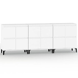 vidaXL Buffets 3 pcs blanc 60x35x70 cm bois d'ingénierie