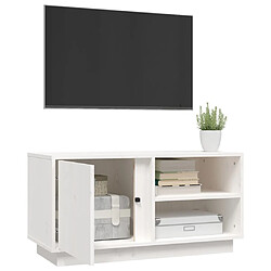 Maison Chic Meuble TV scandinave - Banc TV pour salon Blanc 80x35x40,5 cm Bois de pin massif -MN68120 pas cher