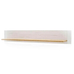 Pegane Étagère murale en bois coloris chêne et blanc - L.150 x H.25 x P.22 cm