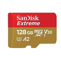 Carte Mémoire microSDXC SanDisk Extreme 128 Go + Adaptateur SD avec Performances Applicatives A2 jusqu'à 160 Mo-s, Classe 10, U3,