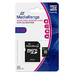 Carte mémoire micro SDHC avec adaptateur 4 Go - classe 10