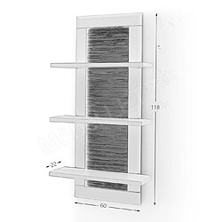 Pegane Etagère murale en bois coloris blanc mat / anthracite - L.60 x H.118 x P.22 cm