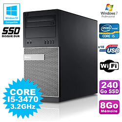 PC Tour Dell Optiplex 790 I5-3470 3.2Ghz 8Go 240Go SSD DVD WIFI Win 7 · Occasion 