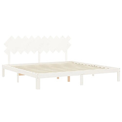 Acheter vidaXL Cadre de lit avec tête de lit blanc 200x200 cm bois massif