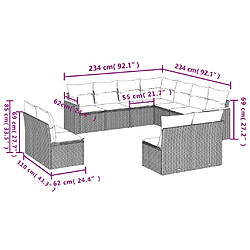 Acheter vidaXL Salon de jardin 11 pcs avec coussins noir résine tressée