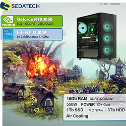 Sedatech PC Gaming • Intel i5-12400F • RTX3050 • 16 Go RAM • 1To SSD M.2 • 3To HDD • sans OS