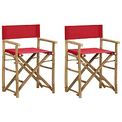 Maison Chic Lot de 2 Chaises pliables de directeur Rouge Bambou et tissu -GKD49504