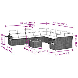 Avis vidaXL Salon de jardin 11 pcs avec coussins noir résine tressée