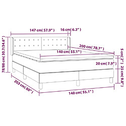 vidaXL Sommier à lattes de lit avec matelas Noir 140x200 cm Velours pas cher