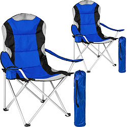 Helloshop26 Lot de 2 chaises pliantes camping jardin avec rembourrage bleu 2208272