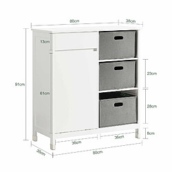 Avis SoBuy BZR77-W Meuble Bas de Salle de Bain, Armoire à Linge avec Sacs à Linge, Corbeille à Linge, Coffre à Linge