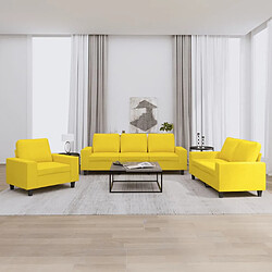 vidaXL Ensemble de canapés 3 pcs jaune clair tissu