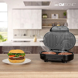 Gril à hamburger 2 grandes zones de gril 10,5 cm, 1100, Noir/Argent, Clatronic, HBM 3696