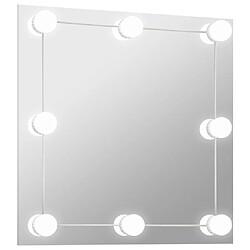 Maison Chic Miroir mural avec lampes LED | Miroir Décoration pour Maison Salle de Bain Carré Verre -GKD28234