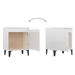 Acheter vidaXL Table de chevet avec pieds en métal blanc brillant 40x30x50 cm