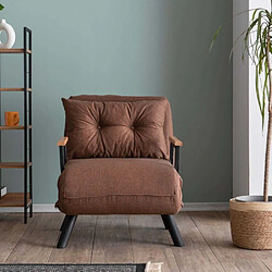 Hanah Home Fauteuil convertible en lin Sando marron clair.