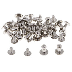 20pcs tête ronde mini vis rivets attache cuir bouton de goujon argent pas cher