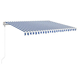 Maison Chic Auvent automatique | Store banne extérieur | Marquise capteur de vent LED 450x350 cm Bleu et blanc -MN24604