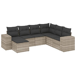 vidaXL Salon de jardin avec coussins 7 pcs gris clair résine tressée