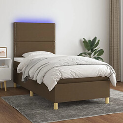 vidaXL Sommier à lattes de lit matelas et LED Marron foncé 100x200cm