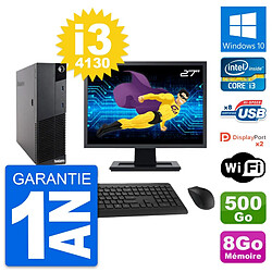 PC Lenovo M83 SFF Ecran 27" Intel i3-4130 RAM 8Go Disque 500Go Windows 10 Wifi