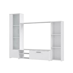 PILVI Meuble TV - Blanc mat - L 220,4 x P41,3 x H177,5 cm