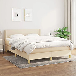 vidaXL Sommier à lattes de lit avec matelas Crème 140x190 cm Tissu 